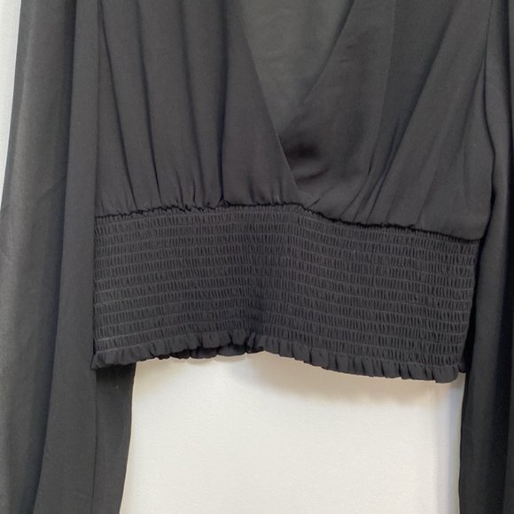 ❗️SOLD❗️Aritzia Wilfred Black Chiffon Long Sleeve Smock Blouse Size M - Picture 7 of 11
